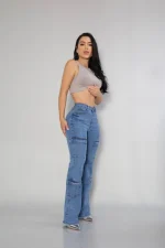 Jeans W Cargo Paris Blue Celeste Intermedio - Imagen 5