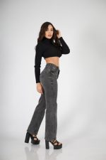 Jeans Cross Waist Straight Leg Gris - Imagen 2