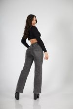 Jeans Cross Waist Straight Leg Gris - Imagen 3