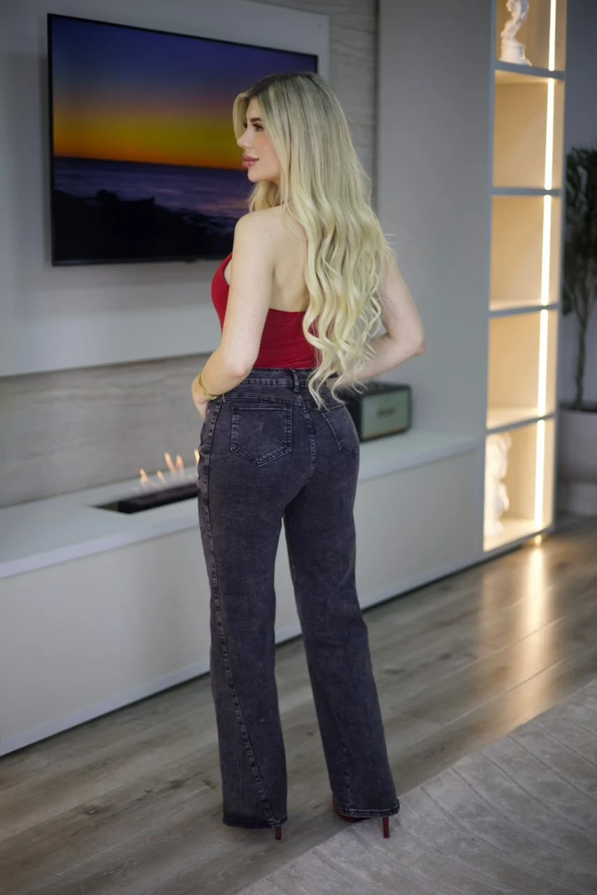 Jeans Wide Leg Fit Mujer Dark - Vista 3