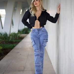 Jeans W Cargo Santorini Celeste Ice